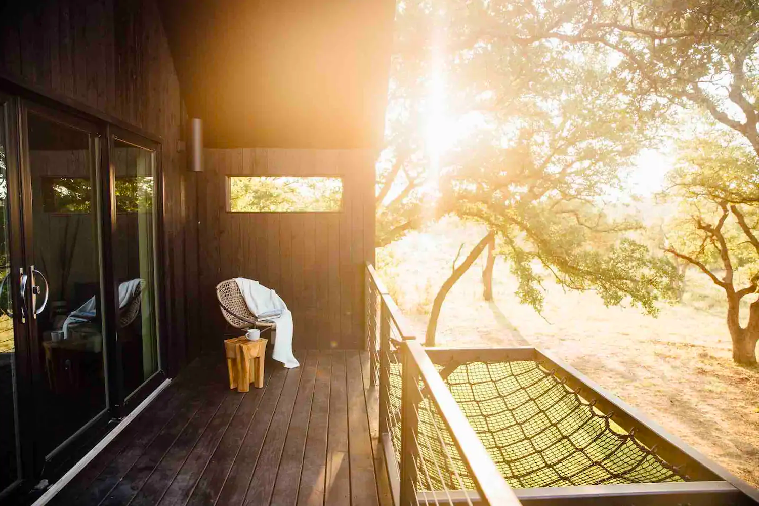 View from the upstairs balcony of the hammock house