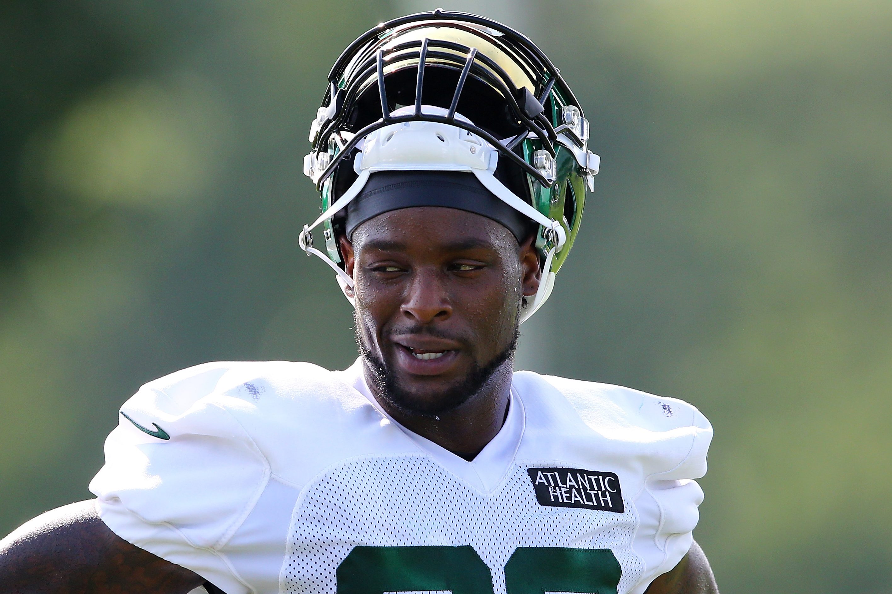 Le'Veon Bell looks on during training camp in August 2020