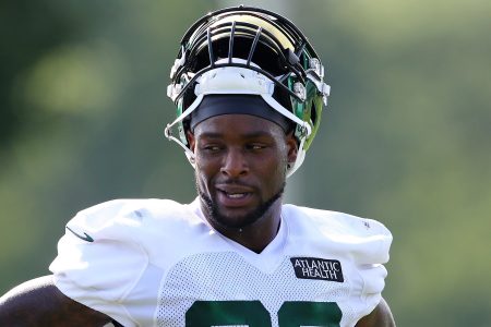 Le'Veon Bell looks on during training camp in August 2020
