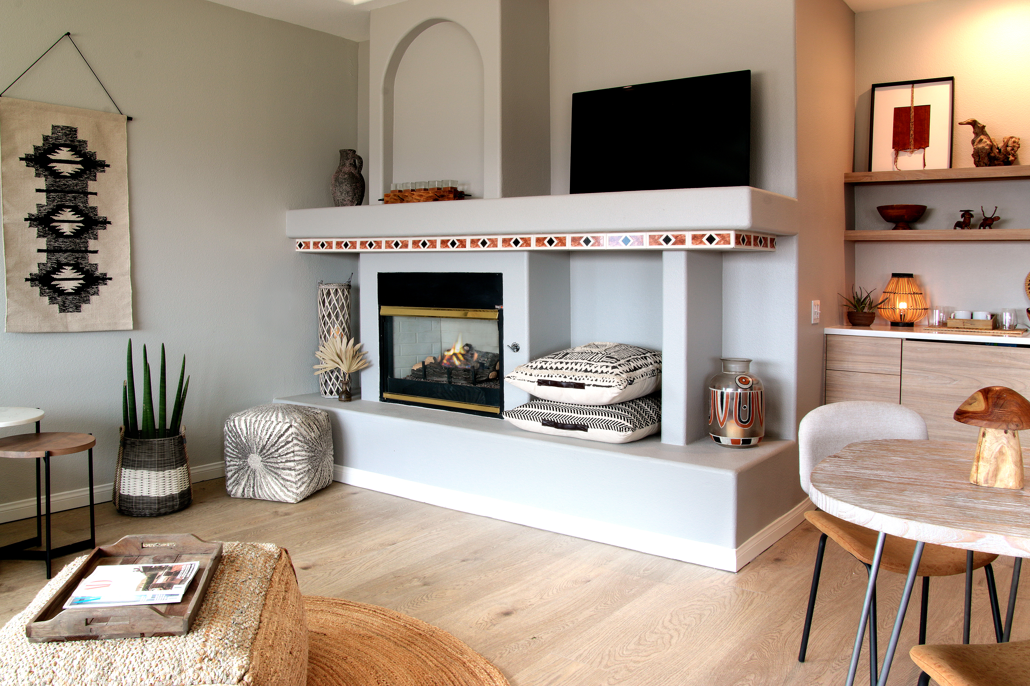 The 1,000-square-foot Santa Rosa suite at Azure Palm Springs comes with its own fireplace