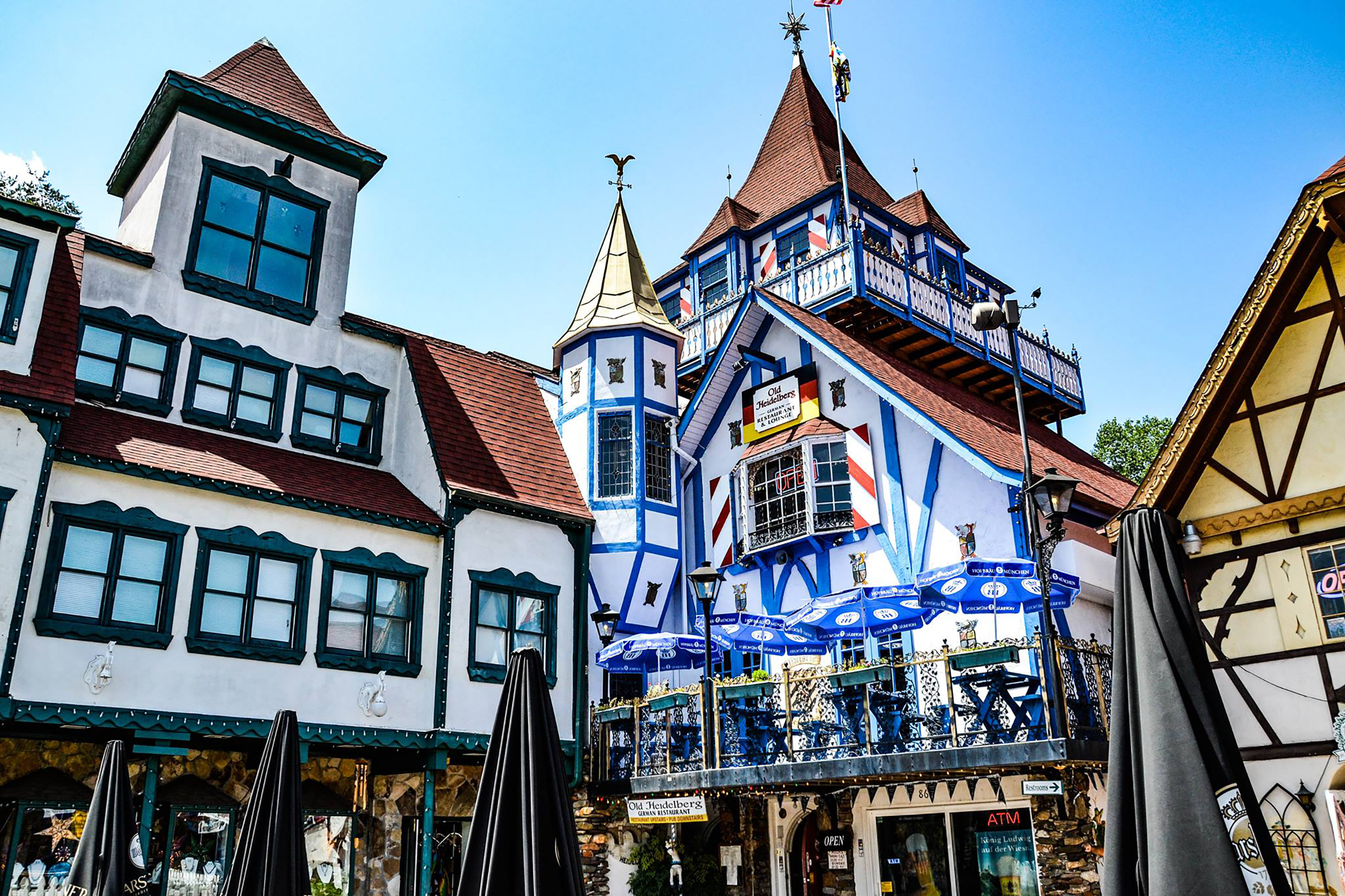 The Georgia town of Helen features charming traditional Germanic structures and cobblestones.