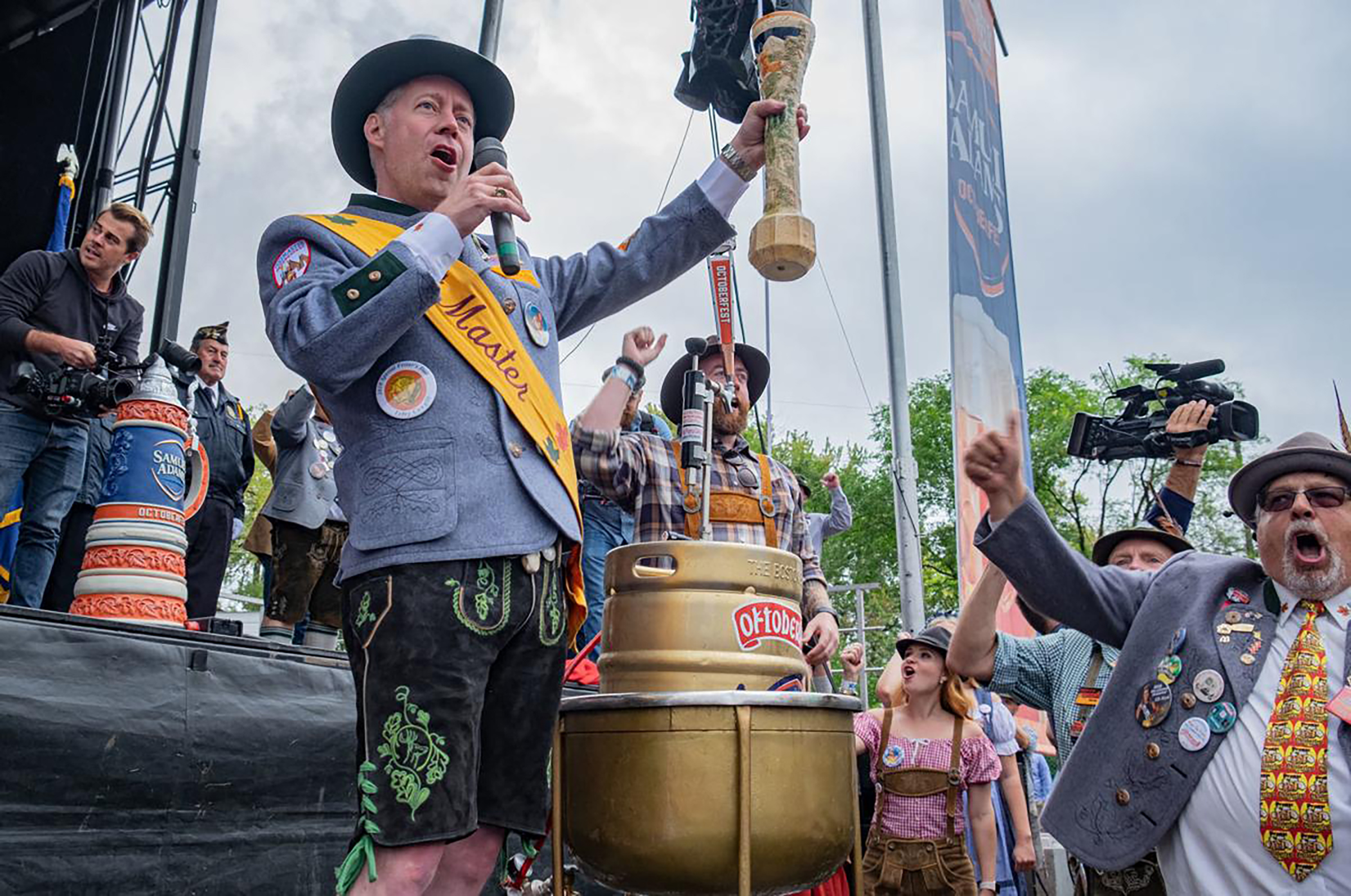 A man performs at La Crosse's annual Oktoberfest in Wisconsin.
