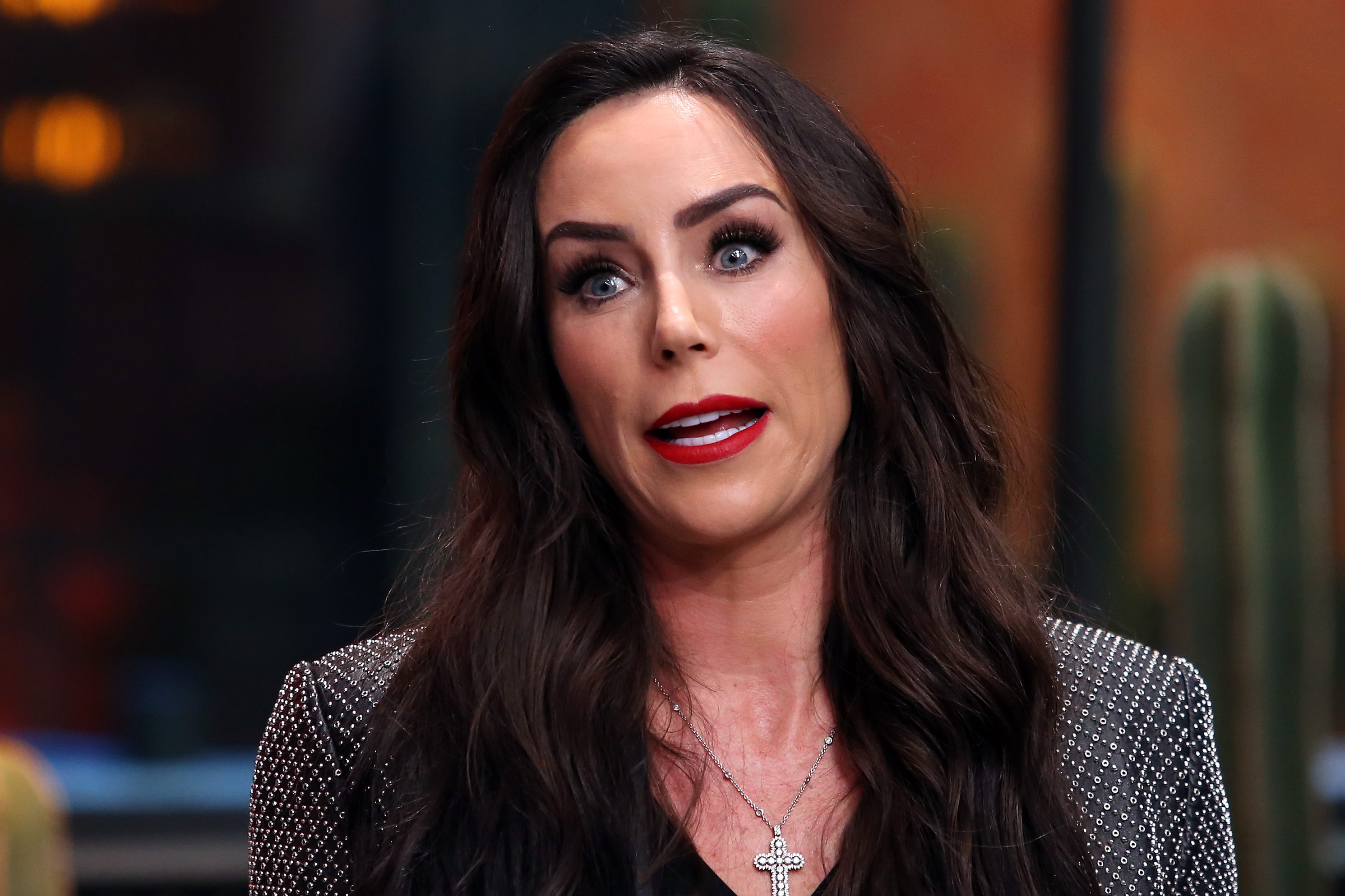 Inés Gómez Mont speaks during a press conference to present a show. The TV star is accused of embezzling.