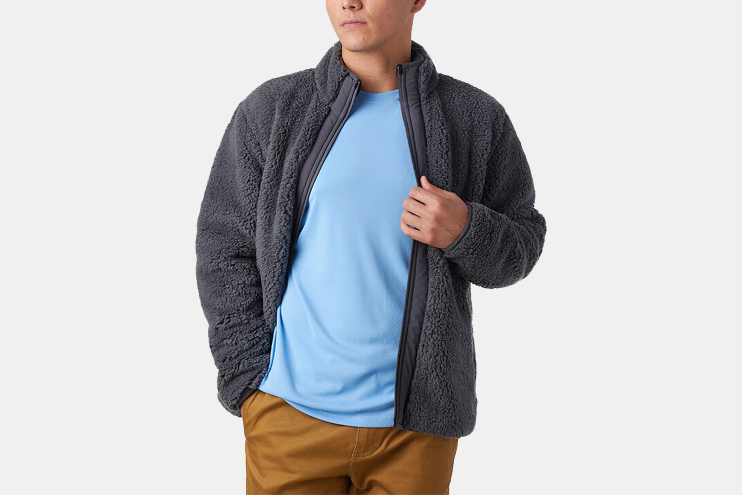 a grey fleece