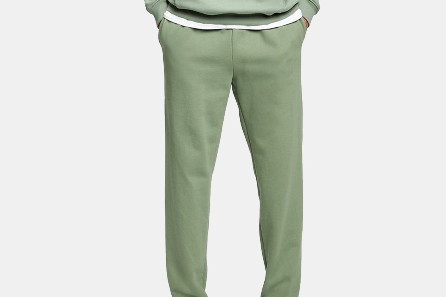 a pair of green sweatpants