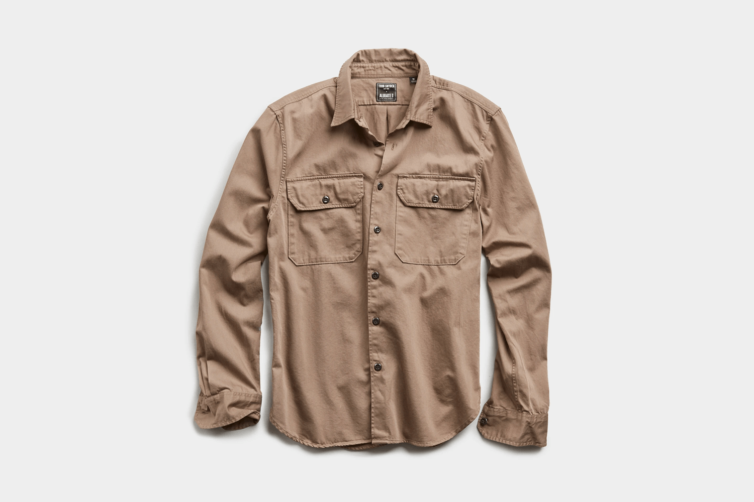 Italian Two Pocket Utility Long Sleeve Shirt in Mushroom