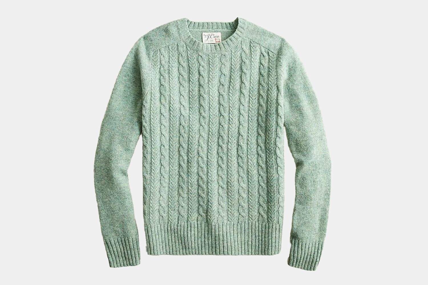 a green cable knit
