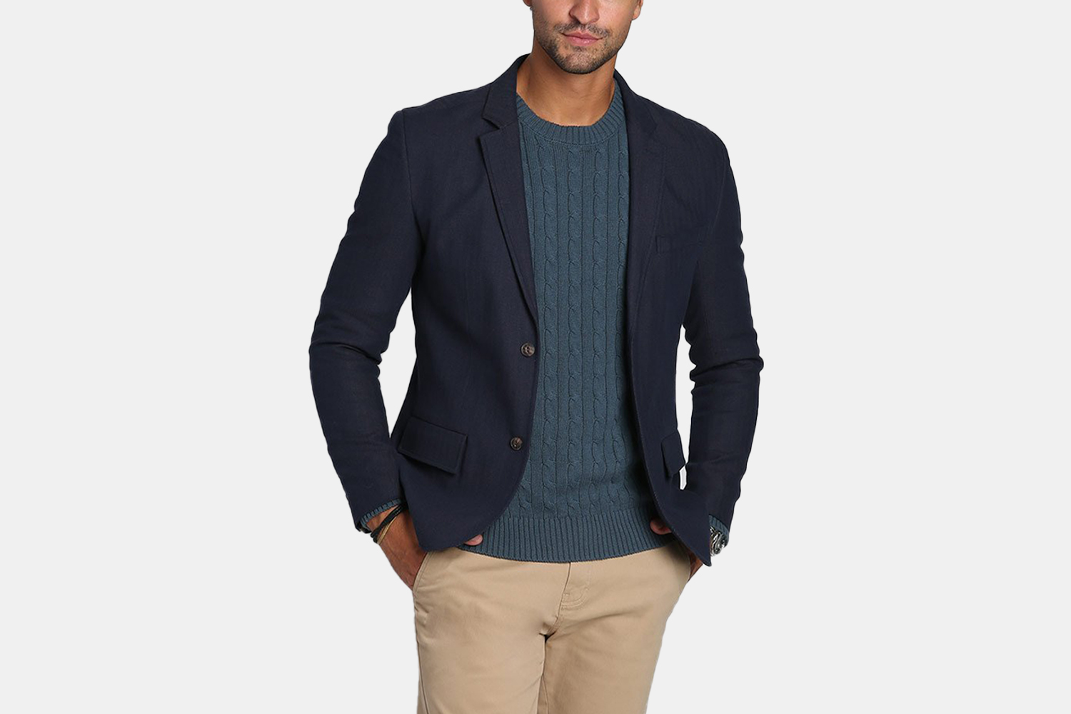 a blue blazer