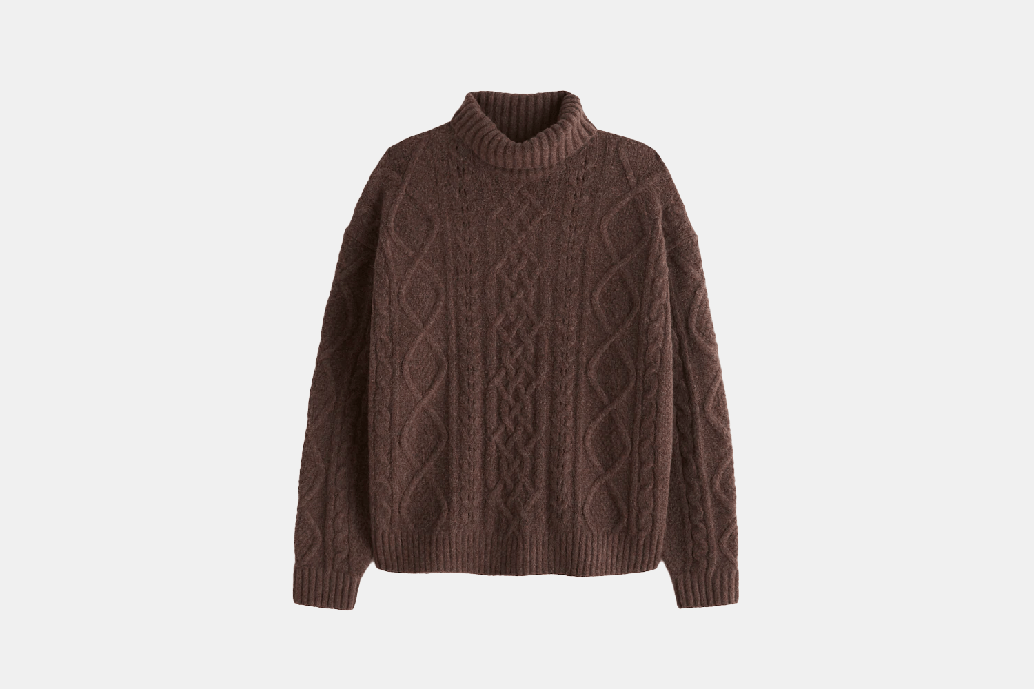 Oversized Aran Cable Turtleneck Sweater