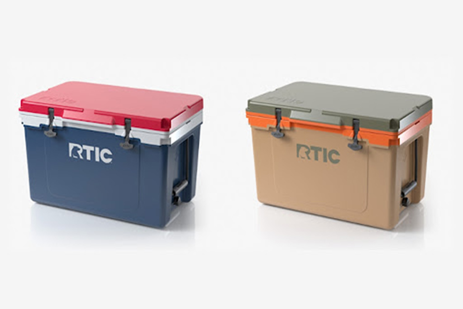 a pair of multi colored coolers