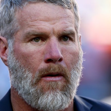 Ex-NFL player Brett Favre prior to Super Bowl 50 between the Broncos and Panthers