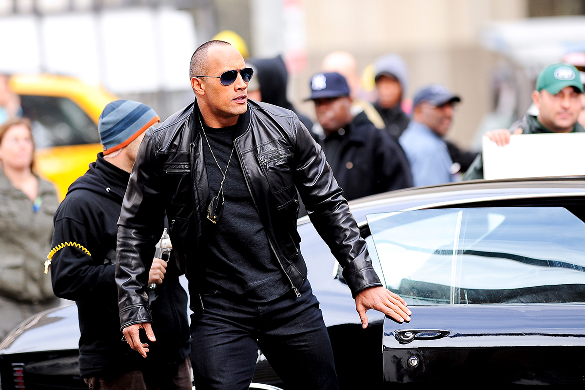 The Rock on the set of "The Other Guys."