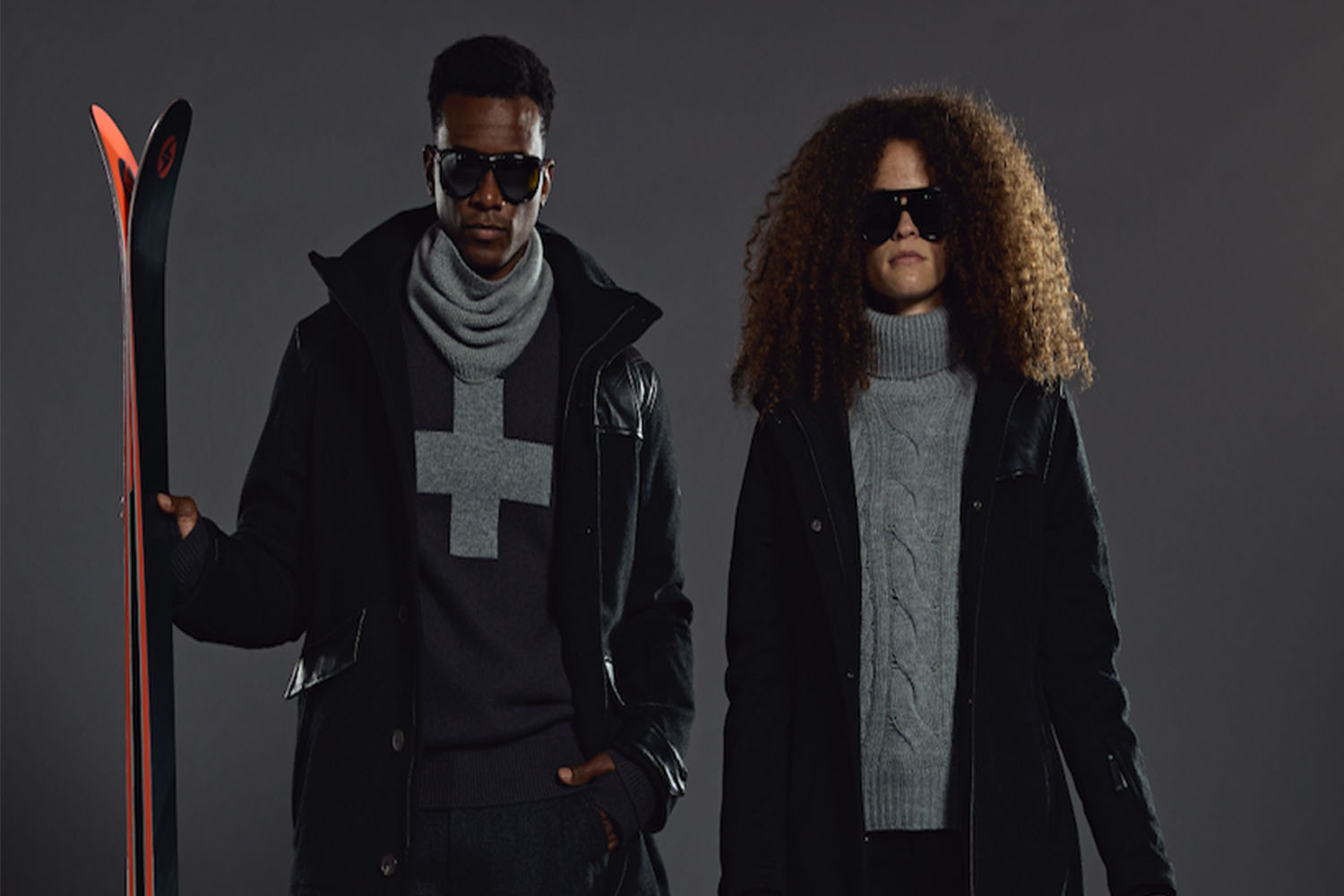 two models in ski apparel