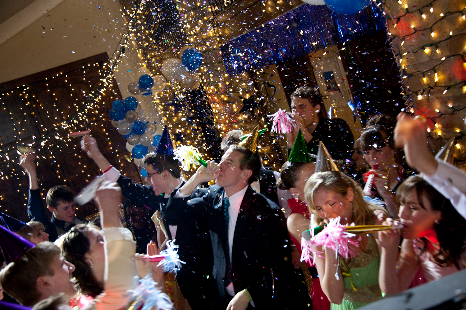 A group of young people celebrating New Years Eve in Cedar Hills, Utah