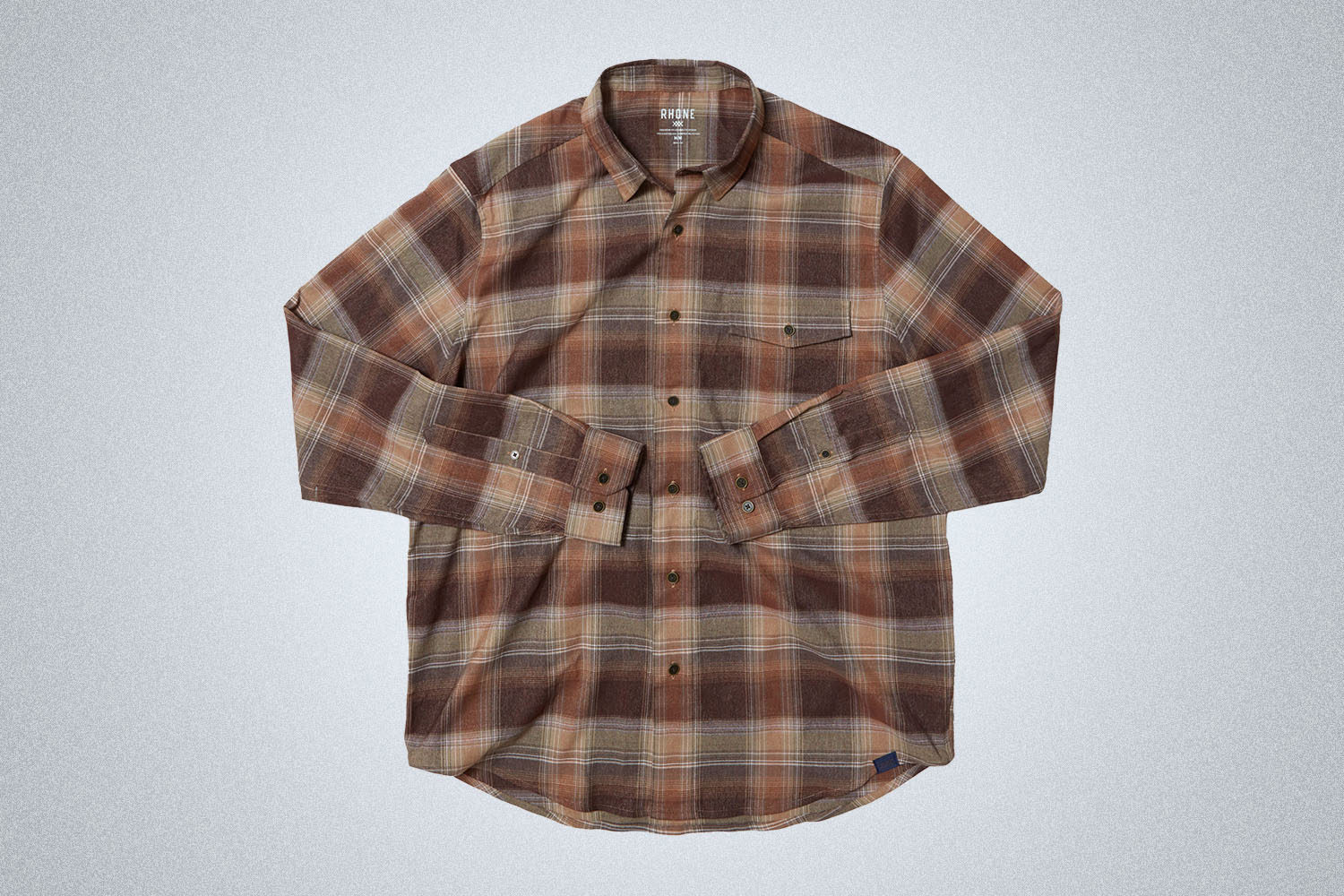 a brown, Strech flannel shirt