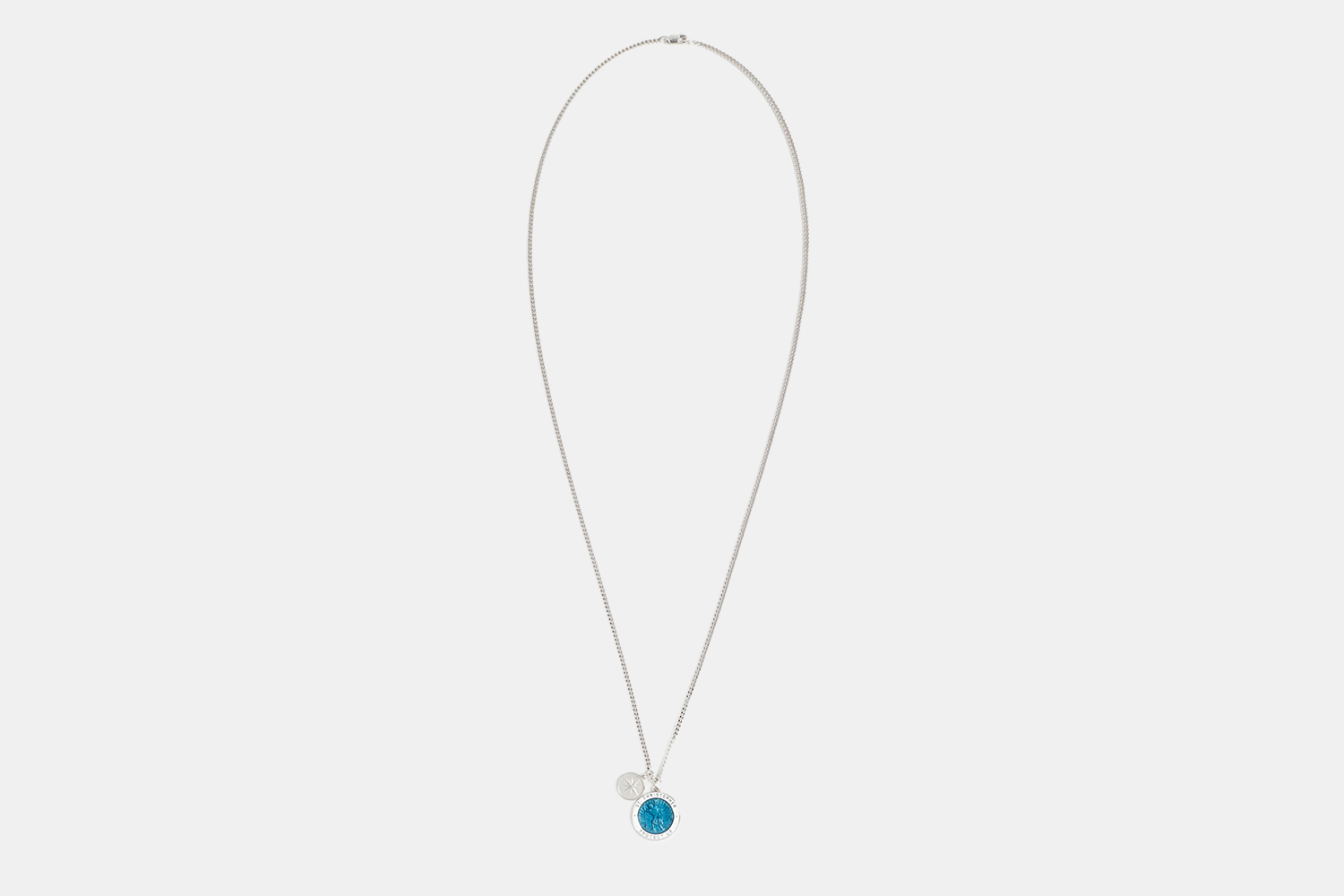 a silver chain with a pendant