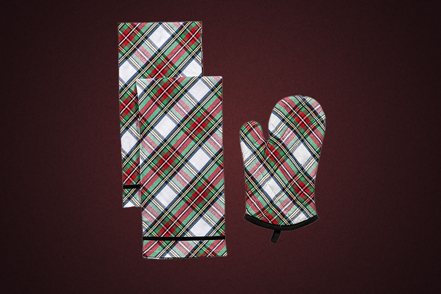 Juliska Stewart Tartan 2-Piece Oven Mitt & Kitchen Towel Set