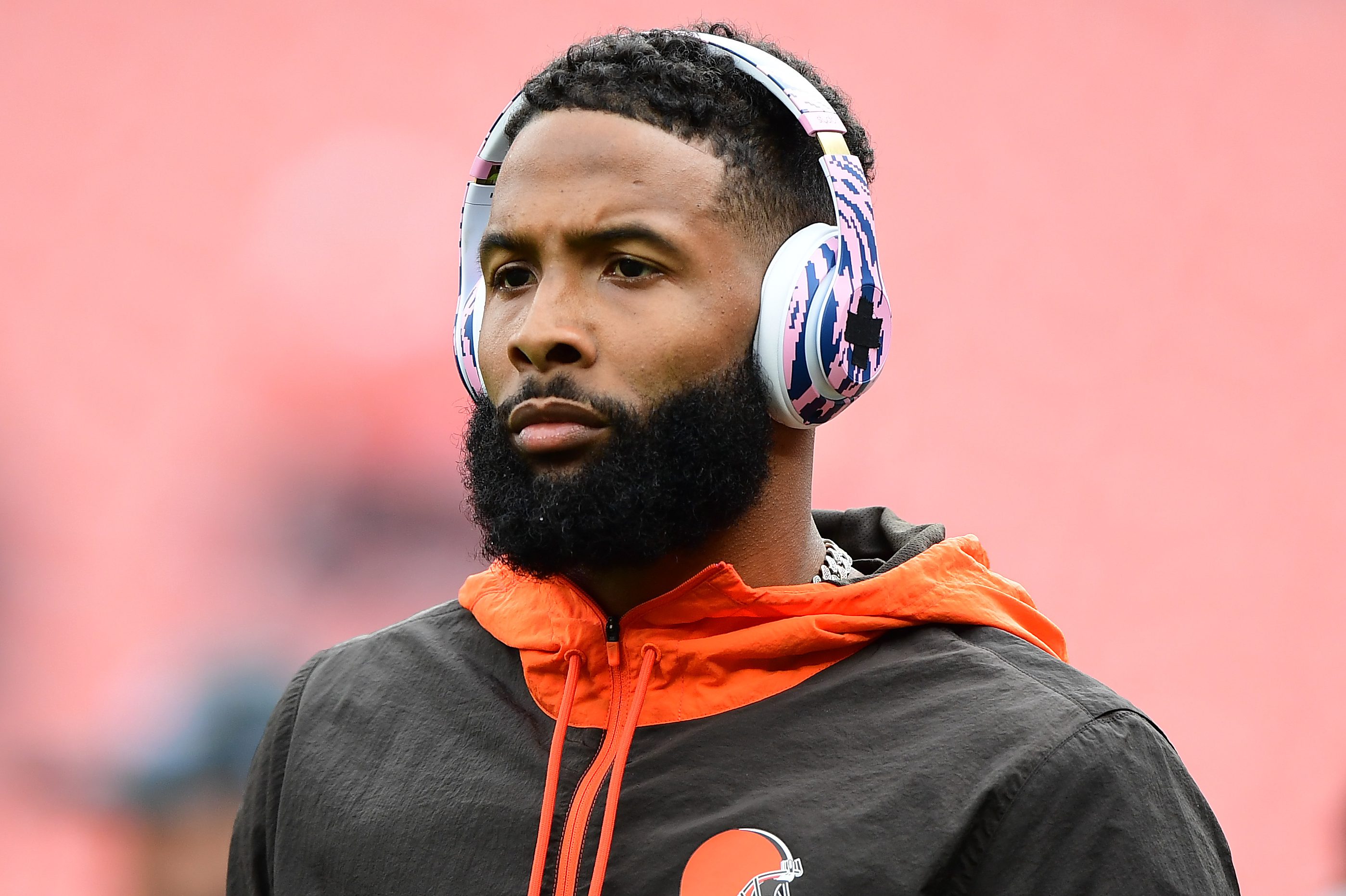 Odell Beckham Jr. looks on during warmups prior to a game