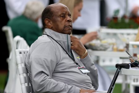 Lee Elder at a practice round prior to the Masters at Augusta National Golf Club in 2020