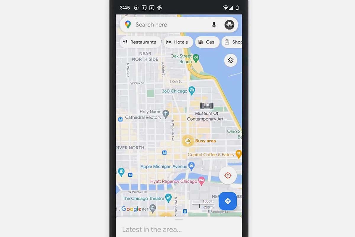 A screenshot of Google Maps utilizing its new Area Busyness feature.See when a neighborhood is busier than usual with Area Busyness