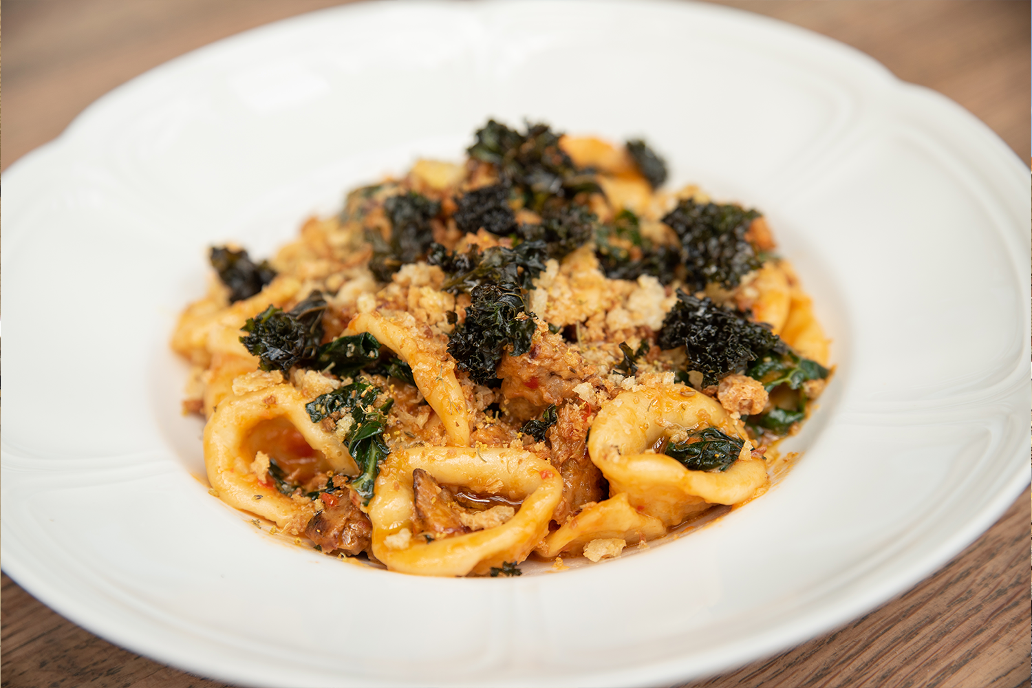 Chef Danny Grant’s ​​Orecchiette Pasta With Crispy Sausage and Tomato Jus