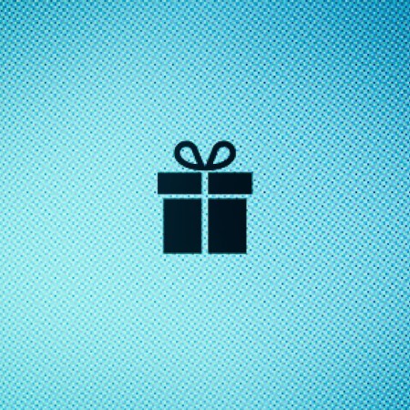 A present icon in the middle of a blue background