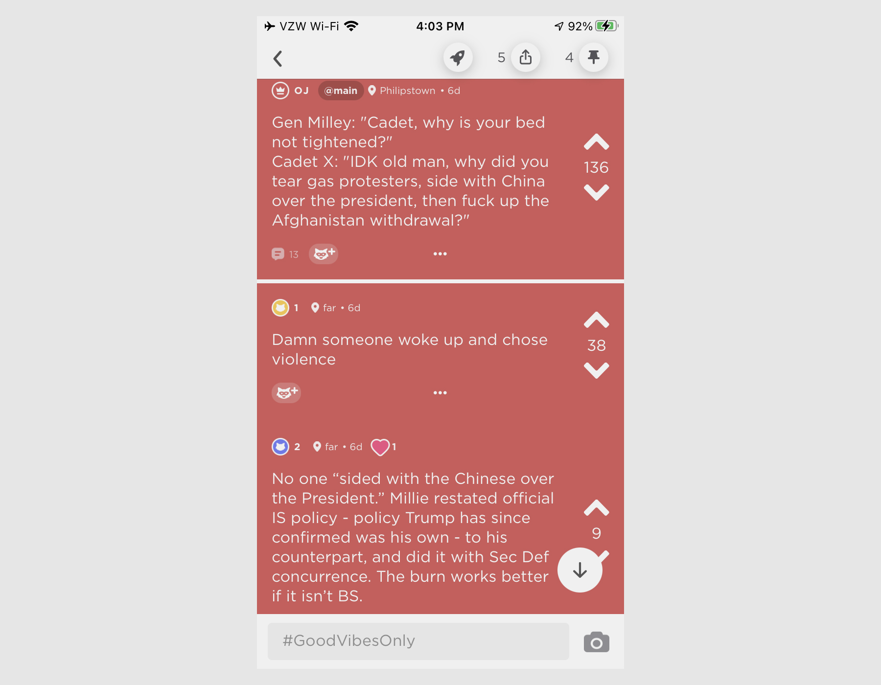 A screenshot from Jodel taken at West Point