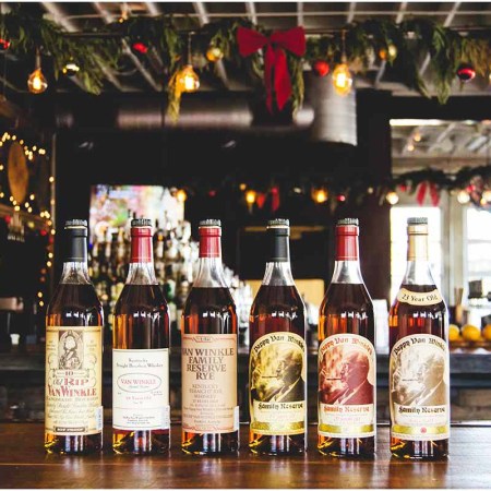 Pappy Van Winkle bottles at Eight Row Flint, where pours are served at cost for one day in December