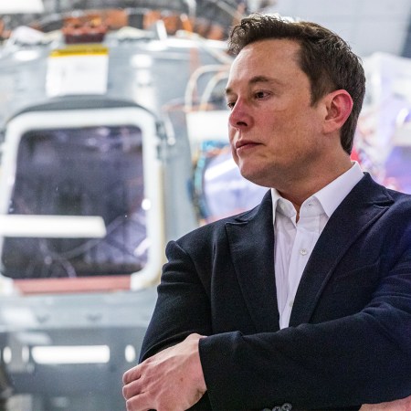 Elon Musk at a press conference at SpaceX headquarters in Hawthorne, California in 2019.