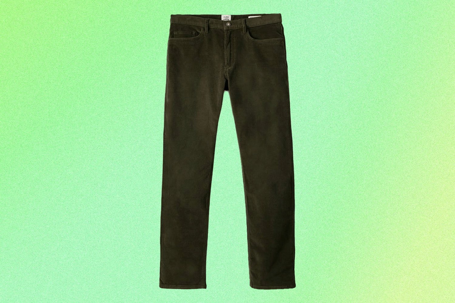 A pair of Flint and Tinder corduroys in an olive green