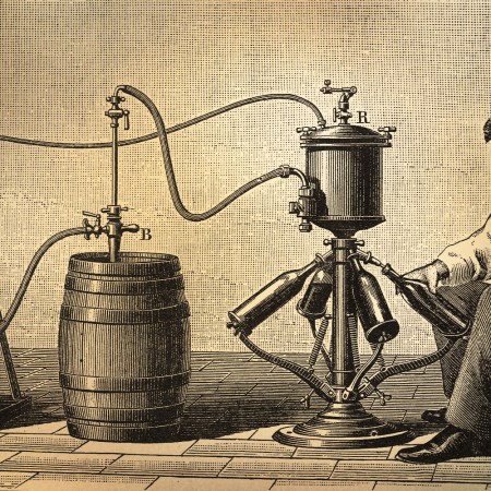 Distillery worker, historic illustration.