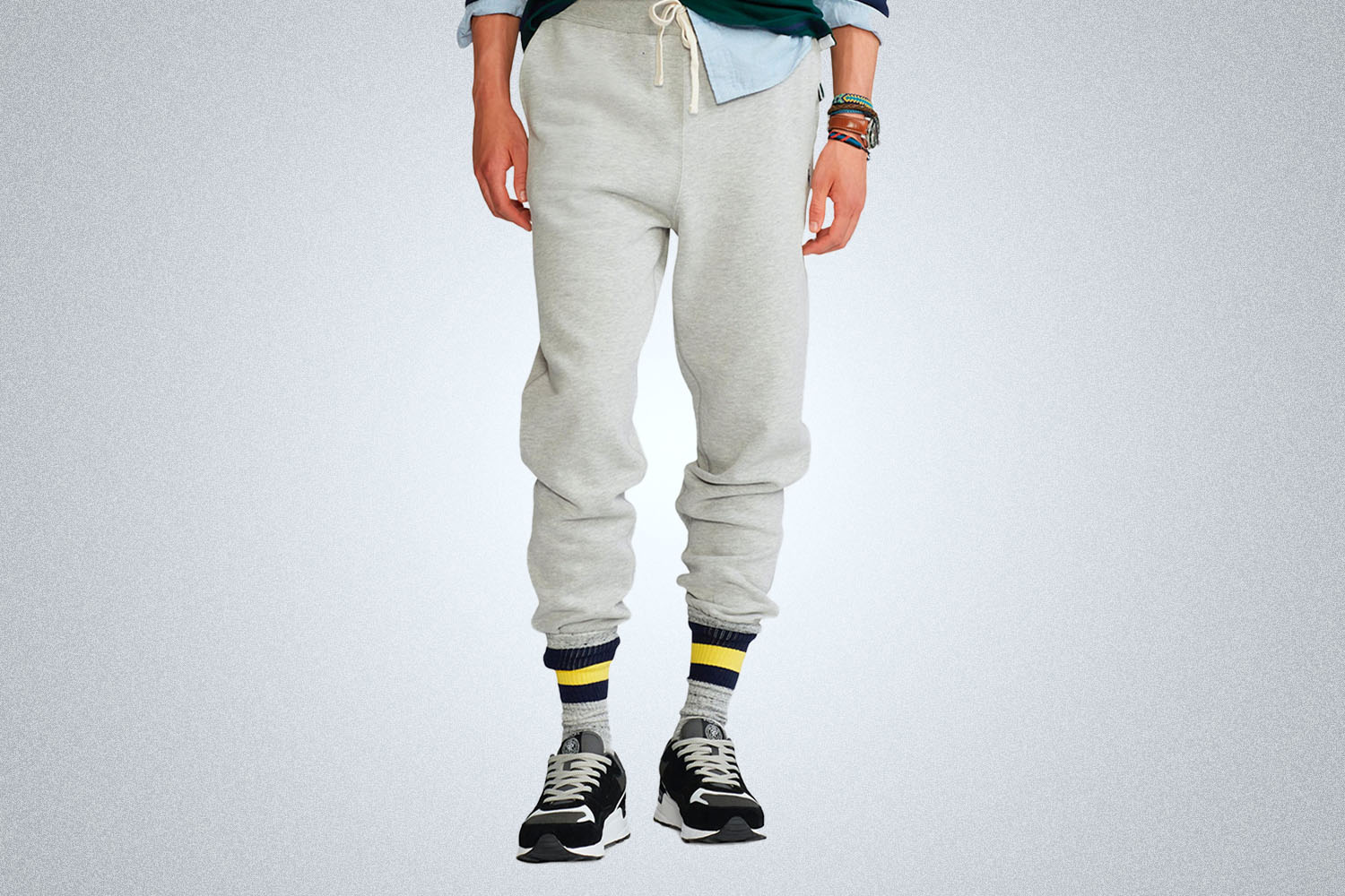 a pair of grey sweats