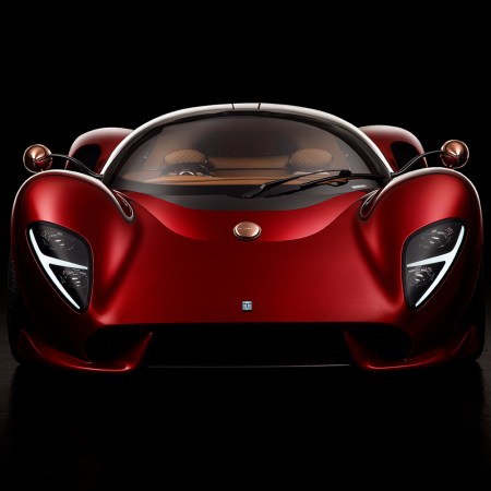 The front of the De Tomaso P72 supercar. We spoke with De Tomaso CEO Ryan Berris about the car which is set to begin deliveries in 2023.