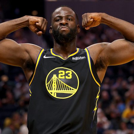 Draymond Green of the Golden State Warriors reacts during a game