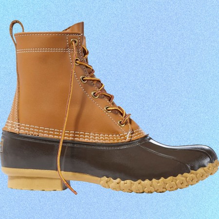 A men's sweater fleece jacket, pair of 8-inch Bean Boots and flannel-lined jeans from L.L. Bean, all of which are discounted during a sitewide sale