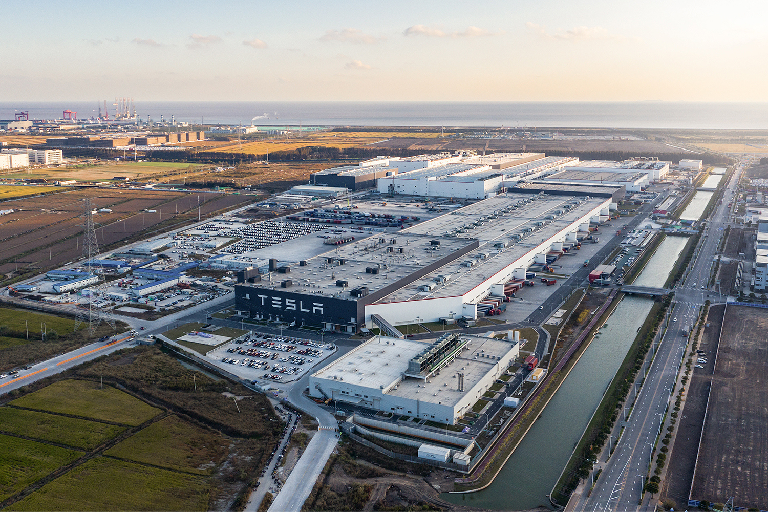 Tesla's Gigafactory in Shangahi, China. In 2021, Elon Musk's EV maker nearly doubled vehicle deliveries compared to 2020,