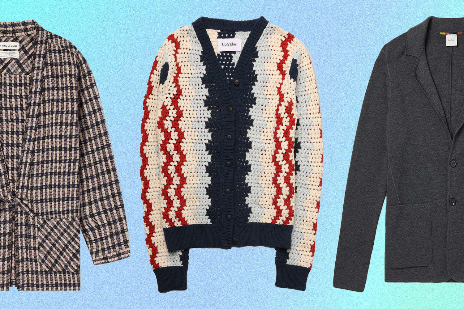 a collage of cardigans