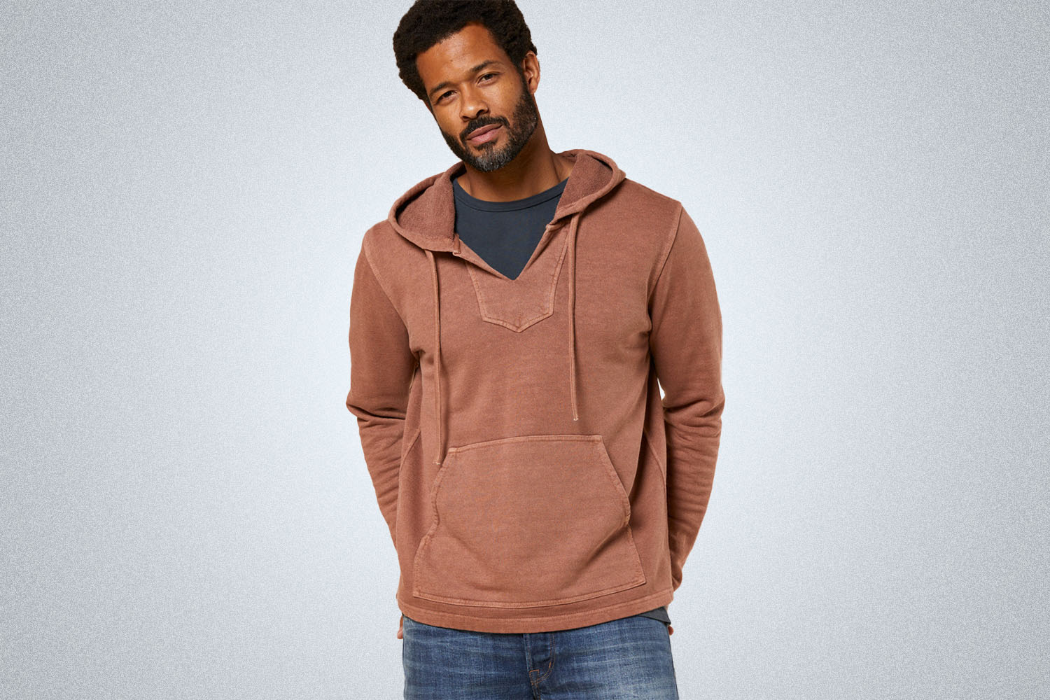 a terra cotta colored hoodie