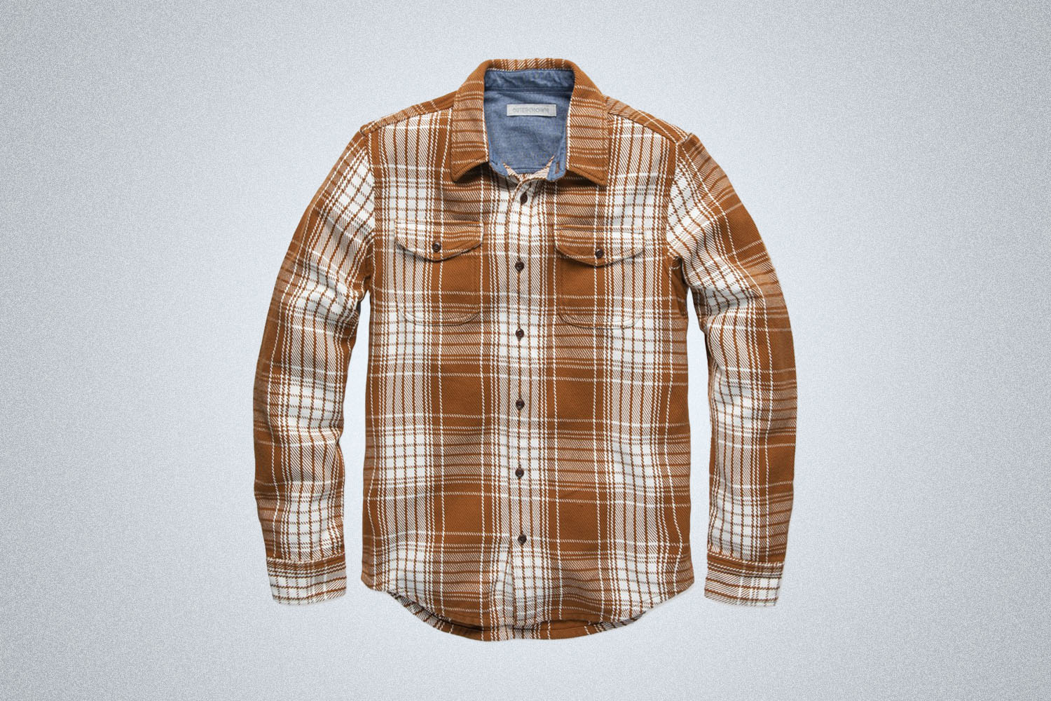 a quilted orange and white striped shirt