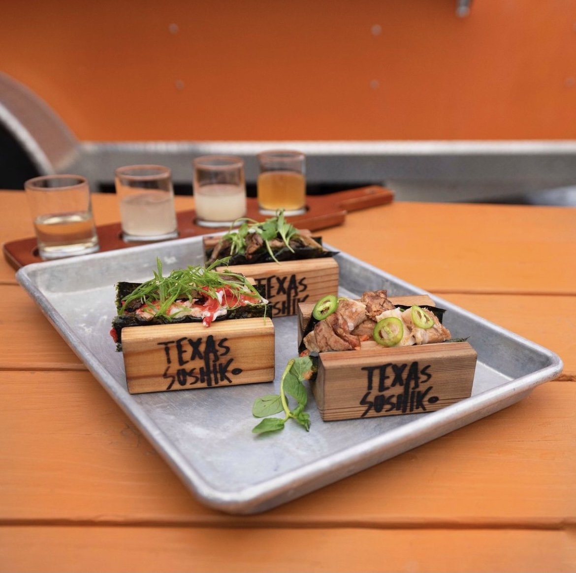 A selection of sushi tacos from Texas Sushiko.