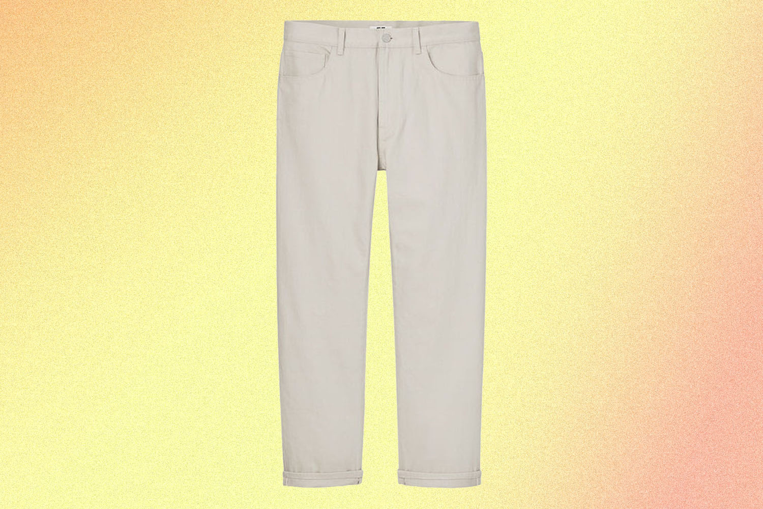 white selvedge denim on a yellow background