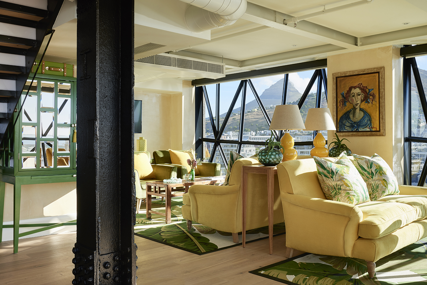 Art hangs in a family suite at The Silo in Cape Town