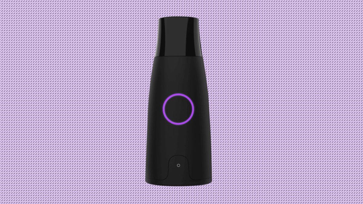 The Lumen metabolic tracker, against a purple background.