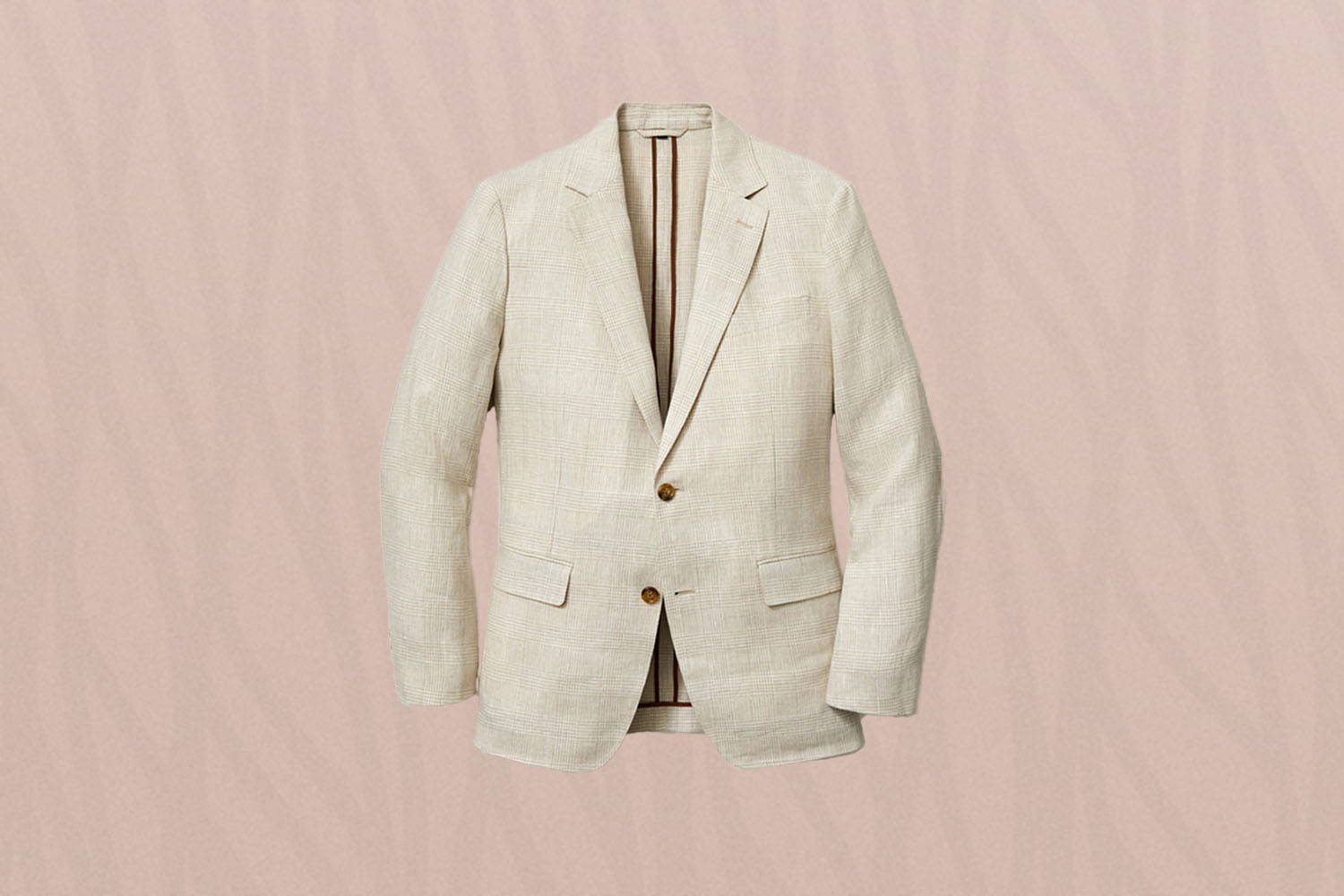A Khaki Blazer on a pink background
