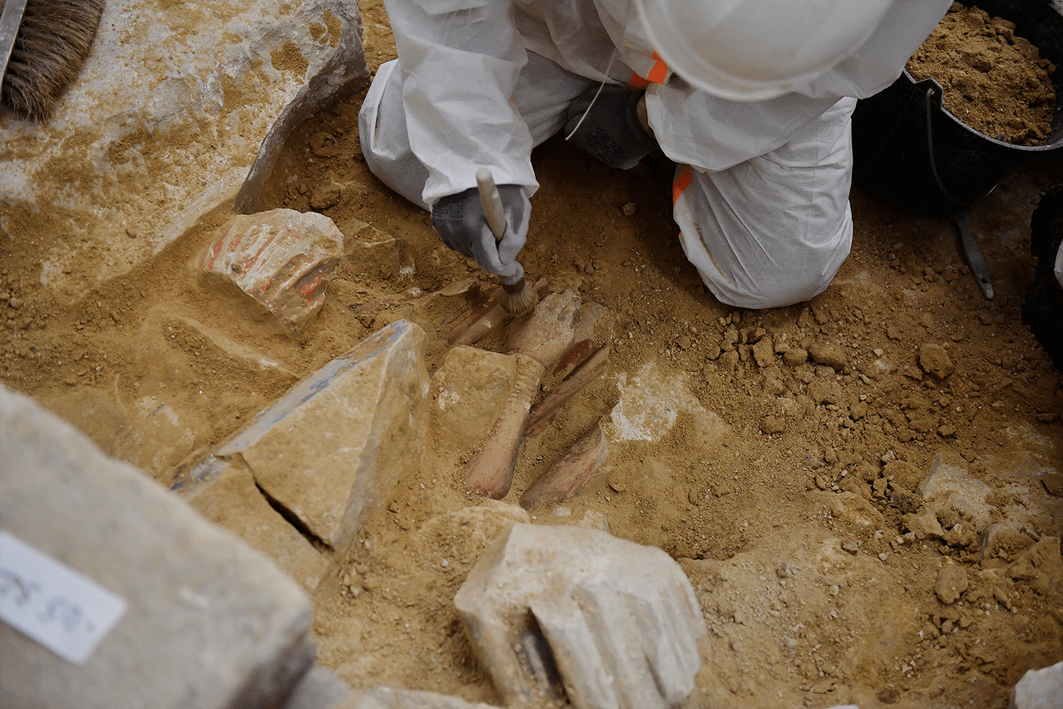 Archaeologists found a number of antique objects in the floor of Notre Dame Cathedral following the discovery of the sarcophagus