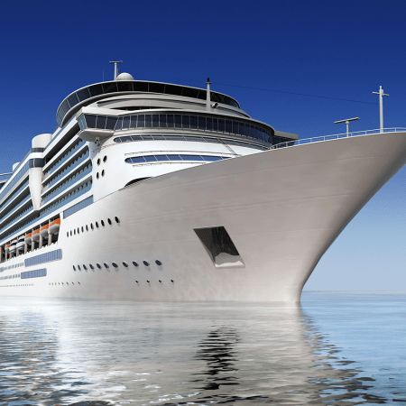 A cruise ship photographed from the water. On Wednesday, March 30, the CDC removed the COVID-19 risk warning for traveling on cruise ships.