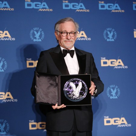 Steven Spielberg poses in the press room during the 74th Annual Directors Guild Of America Awards at The Beverly Hilton on March 12, 2022 in Beverly Hills, California. Spielberg was recently called out on social media for calling the Squid Game ensemble "unknown actors."