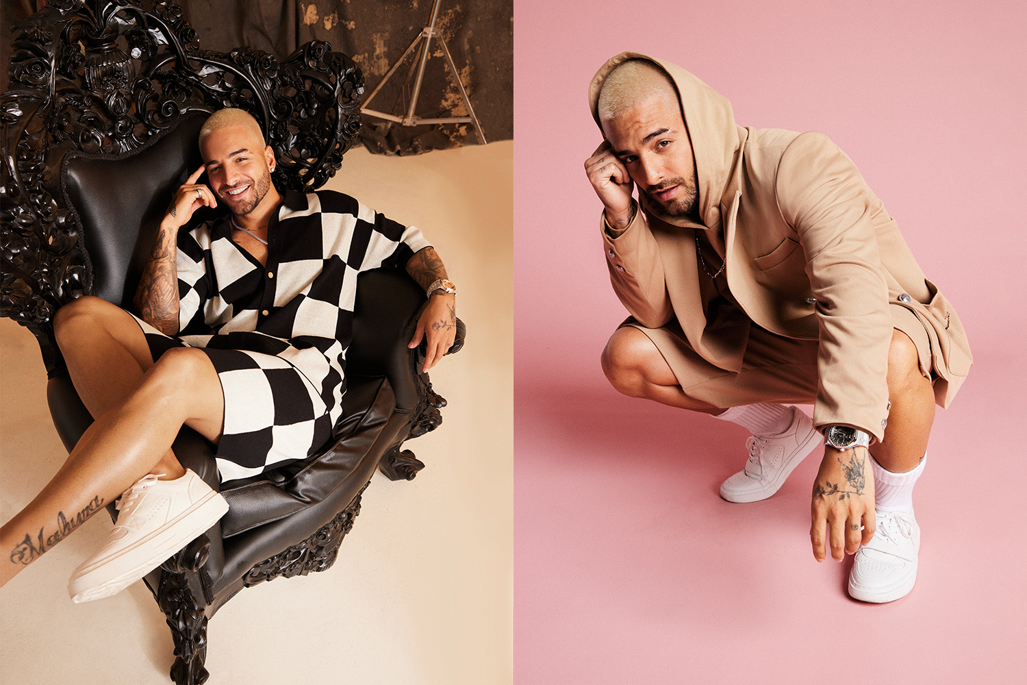 two different product shots of the Maluma collaboration