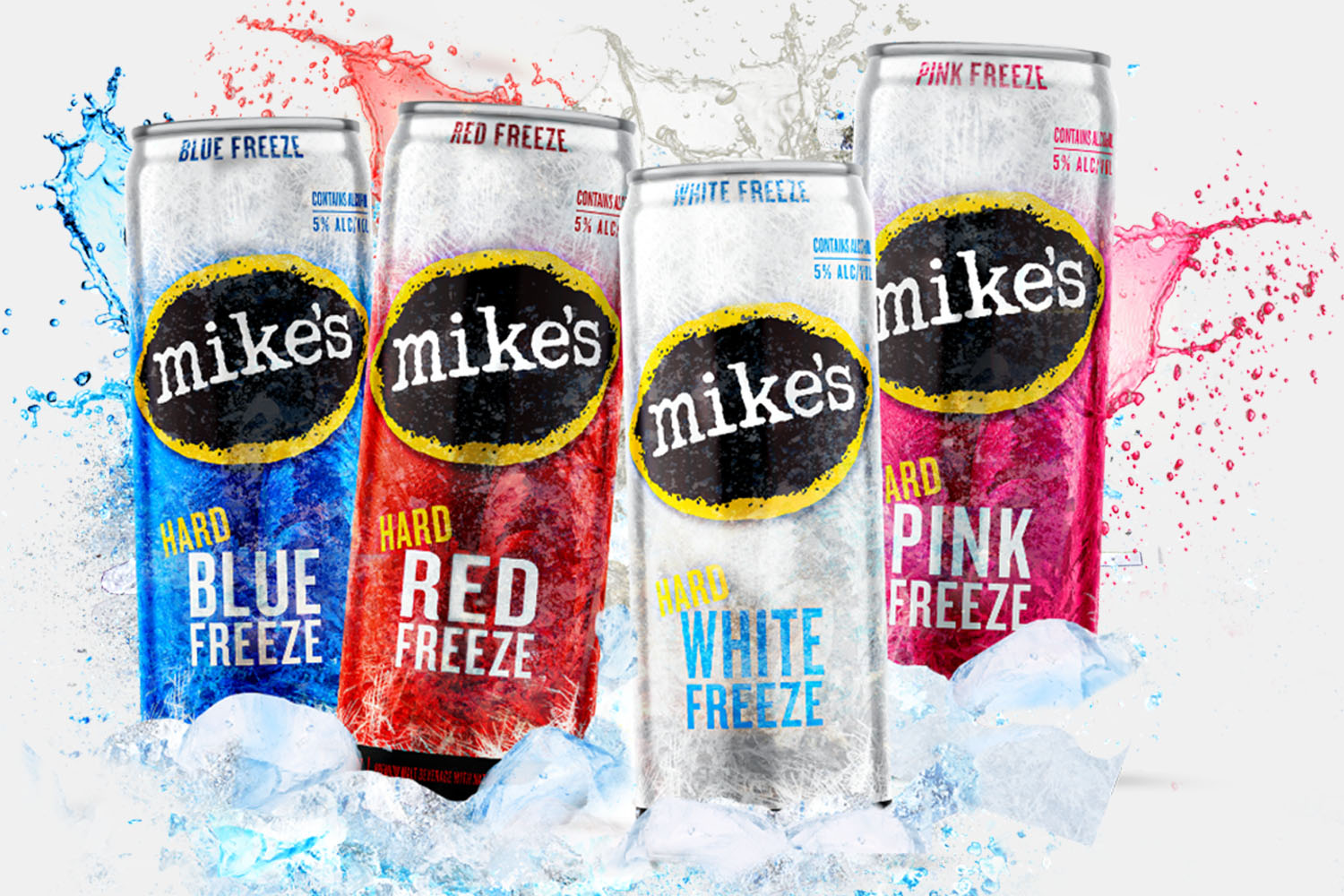 a collage of the new mikes hard freeze drinks