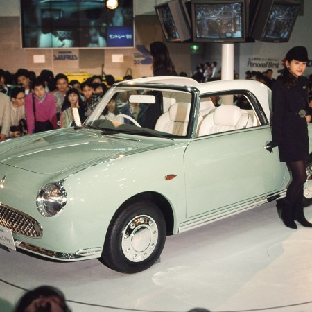 The Nissan Figaro at the Tokyo Motor Show in 1989. We take a look at the Figaro and other cars from Nissan's retro Pike Factory.